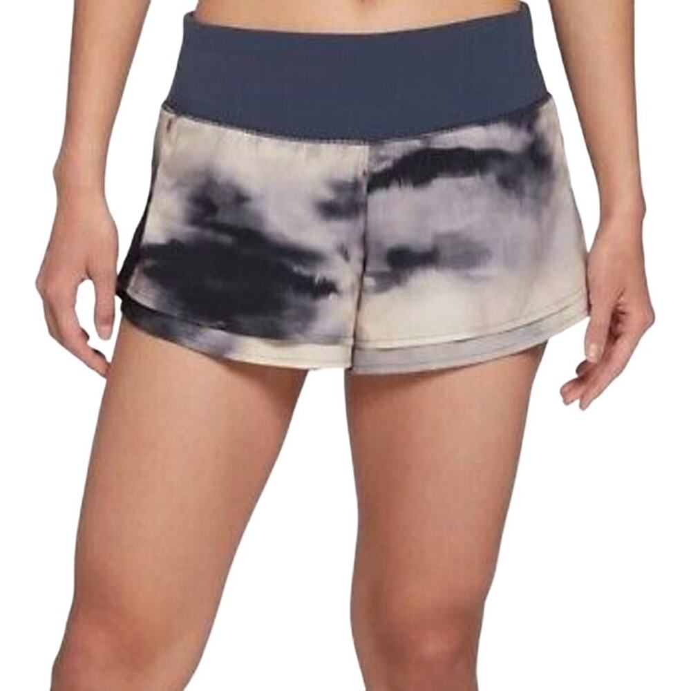 Calia Kick it Up Running Shorts Tie Dye Mid Rise Liner Pocket Navy Blue Medium